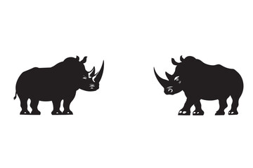 Rhinoceros silhouette, vector and illustration 