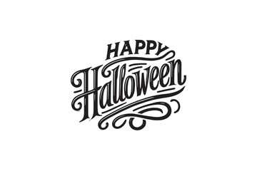 Happy Halloween handwritten text. Hand lettering typography. Modern brush ink calligraphy isolated on white background for holiday banner, poster, greeting card, party invitation.