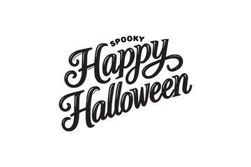 Spooky Happy Halloween handwritten text. Hand lettering typography. Modern brush ink calligraphy isolated on white background for holiday banner, poster, greeting card, party invitation.