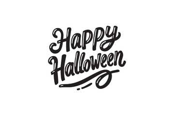 Happy Halloween handwritten text. Hand lettering typography. Modern brush ink calligraphy isolated on white background for holiday banner, poster, greeting card, party invitation.