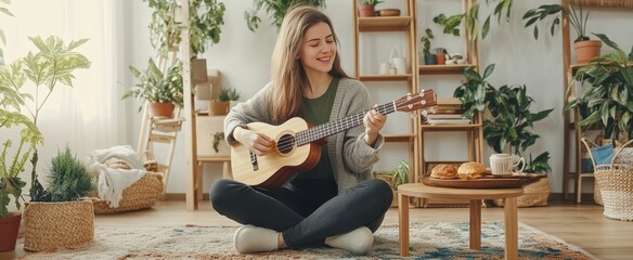 The Woman Playing Acoustic Guitar