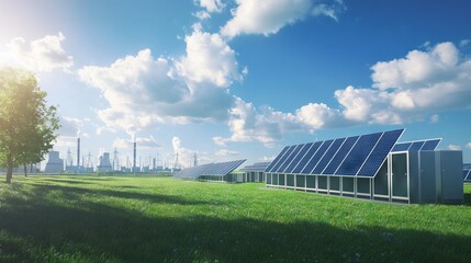 Photovoltaic Panels and Power Station - AI generated illustration.