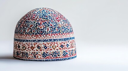 Islamic Prayer Cap on Plain White Background