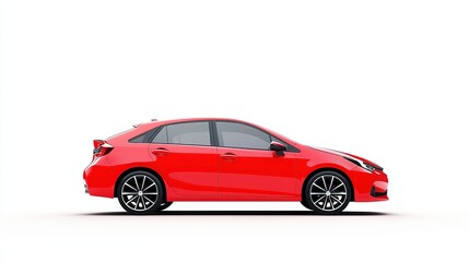 Obraz premium Vibrant Red Hatchback Car Showcase