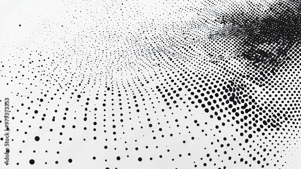Poster A captivating arrangement of black dots disperses across a white surface, creating an abstract pattern that draws the eye and evokes a sense of movement