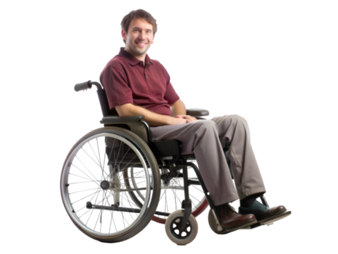 Person with disability isolated on transparent background