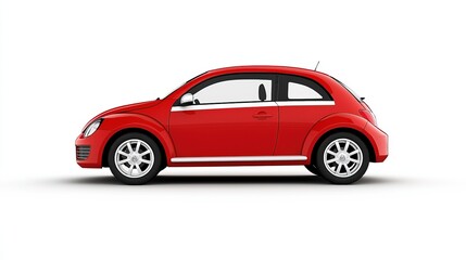 Obraz premium New Red Hatchback Car On White Background