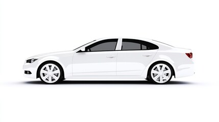 Fototapeta premium Central White Hatchback Car on Plain Background