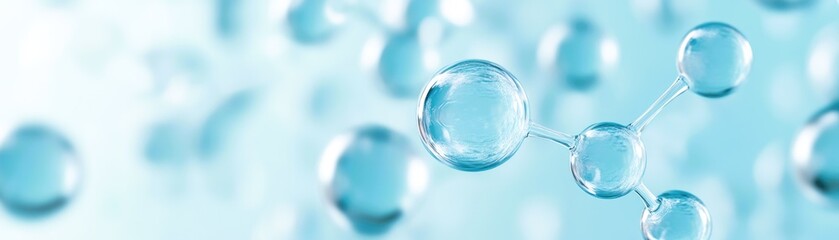 Cosmetic Essence, Liquid bubble, Molecule inside Liquid Bubble on DNA water splash background, 3d rendering