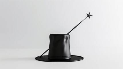 Black Magic Hat with a Starred Wand