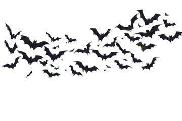 Silhouette flying bats group silhouettes decoration atmosphere.