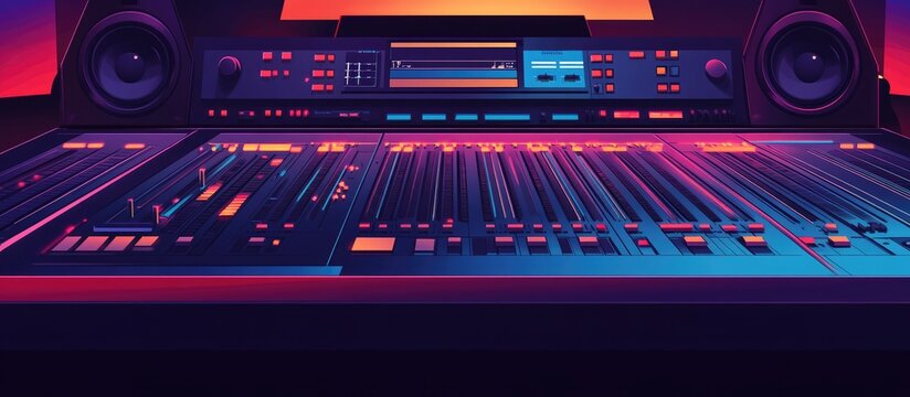 Mixing console used by a sound engineer in a high end recording studio setting