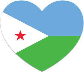 Djibouti heart shape flag icon
