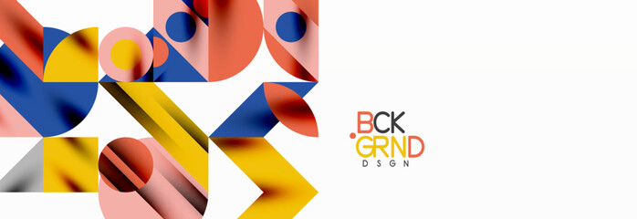 Trendy colorful circles, lines, arrows, triangles and other geometric shapes. Vector Illustration For Wallpaper, Banner, Background, Card, Book Illustration, landing page