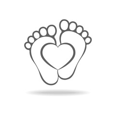 Kid feet graphic icon. Child bare feet sign isolated on white background. Vector illustration