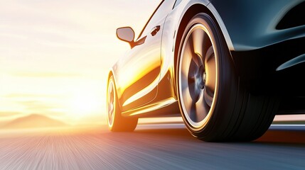 Sleek Modern Car on Empty Road