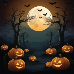 Fototapeta premium Halloween best hunted house graphic with mid night forest horror illustration