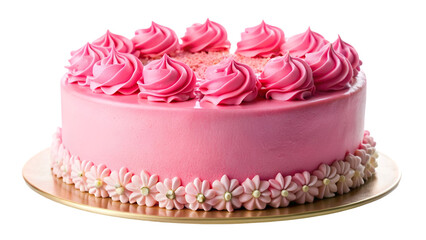 Pink cake isolated on transparent background