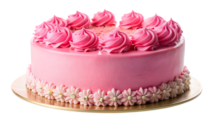 Pink cake isolated on transparent background