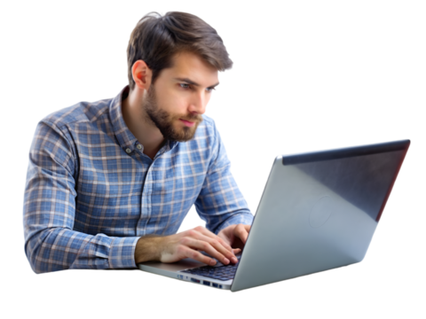 Programmer coding software, isolated on transparent background