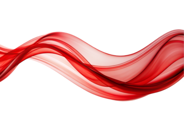 Red flow swirl wave or intertwined design, isolated on transparent background