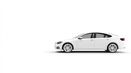 Fototapeta premium White Sedan On Simple Background