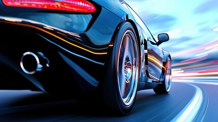 Dynamic Sports Car Racing Down Highway