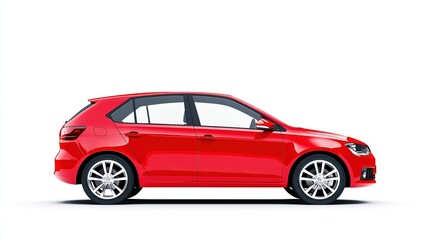 Fototapeta premium Vibrant Red Hatchback with Chrome Accents