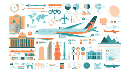 Travel and Flight Infographics with Data Icons Elements