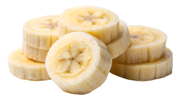 Slices of banana isolated on transparent background