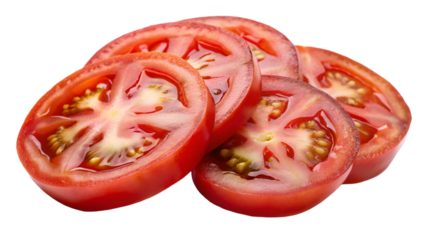 Slices of tomato isolated on transparent background