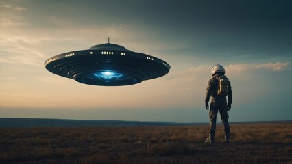 UFO sighting at twilight shows the alien craft making a memorable entrance into a peaceful lake