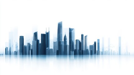 Obraz premium A city skyline with buildings in blue and white, AI