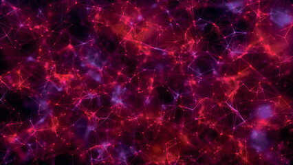 Abstract background with connecting dots and lines. Network connection structure. Plexus effect. 3d Vector illustration.