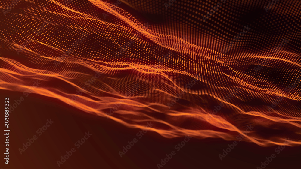 Poster futuristic point wave of particles. visualization of sound waves. technology or science banner. abst