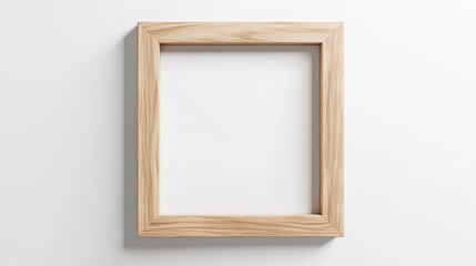 A realistic 3D render of a modern wooden picture frame, isolated on a clean white background with soft reflections