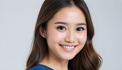 Obraz premium portrait of a young woman to present beauty products and cosmetics, a smiling face of a young cutie