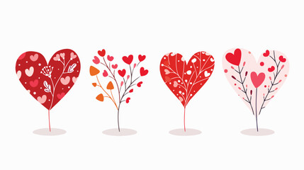 Valentine's Day Greeting Cards - Four Flat Vector Isolated Designs