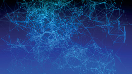 Abstract background with connecting dots and lines. Network connection structure. Plexus effect. 3d Vector illustration.