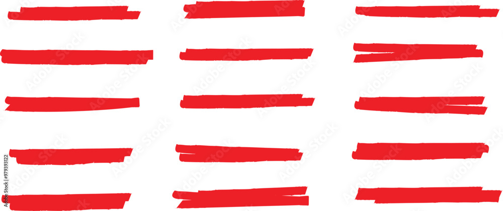 Poster abstract hand drawn red highlight marker lines. red stroke marker. text highlights vector illustrati