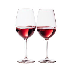 Two wine glasses clinking spill red wine, perfect for wine bars or celebratory occasions. Generative AI