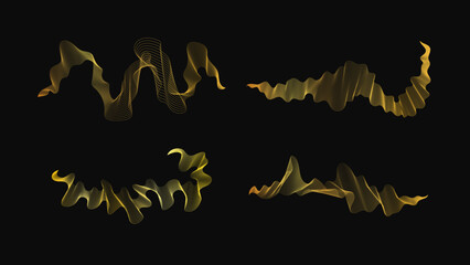 Set of abstract backdrops with luxury golden waves