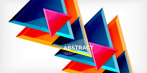 Abstract background - colorful triangles with 3d effect. Vector Illustration For Wallpaper, Banner, Background, Card, Book Illustration, landing page