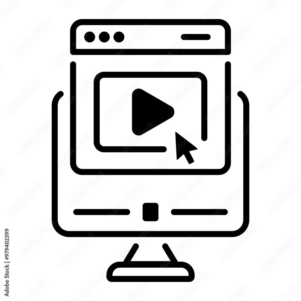 Poster Online course icon in linear style