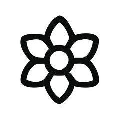 Simple Flower icon, black Flower isolated on white, vector illustration