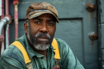 Fototapeta premium Portrait of a middle aged male plumber