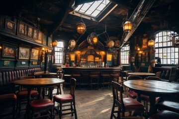 Interior of a empty cafe shop in London