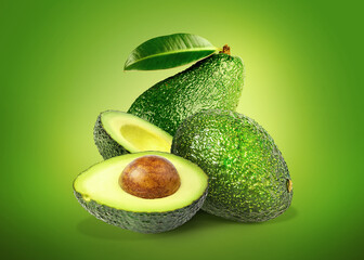 Avocado on a green background