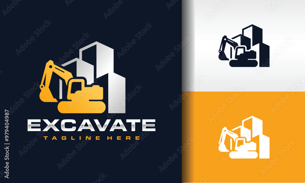 Canvas Prints excavator and building logo