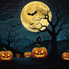 Fototapeta premium Halloween best hunted house graphic with mid night forest horror illustration